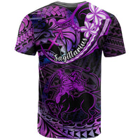 Polynesian Pride Sagittarius Zodiac T Shirt Astrological Sign Tribal Plumeria Purple Galaxy - Wonder Print Shop