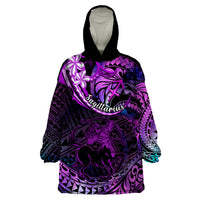 Polynesian Pride Sagittarius Zodiac Wearable Blanket Hoodie Astrological Sign Tribal Plumeria Purple Galaxy - Wonder Print Shop