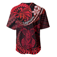 Polynesian Pride Capricorn Zodiac Baseball Jersey Astrological Sign Tribal Plumeria Red Galaxy - Wonder Print Shop