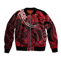 Polynesian Pride Capricorn Zodiac Bomber Jacket Astrological Sign Tribal Plumeria Red Galaxy - Wonder Print Shop