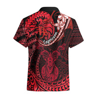 Polynesian Pride Capricorn Zodiac Hawaiian Shirt Astrological Sign Tribal Plumeria Red Galaxy - Wonder Print Shop