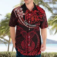 Polynesian Pride Capricorn Zodiac Hawaiian Shirt Astrological Sign Tribal Plumeria Red Galaxy - Wonder Print Shop