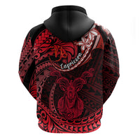 Polynesian Pride Capricorn Zodiac Hoodie Astrological Sign Tribal Plumeria Red Galaxy - Wonder Print Shop