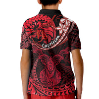 Polynesian Pride Capricorn Zodiac Kid Polo Shirt Astrological Sign Tribal Plumeria Red Galaxy - Wonder Print Shop