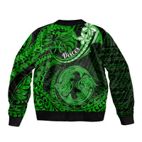Polynesian Pride Pisces Zodiac Bomber Jacket Astrological Sign Tribal Plumeria Green Galaxy - Wonder Print Shop