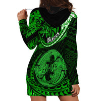 Polynesian Pride Pisces Zodiac Hoodie Dress Astrological Sign Tribal Plumeria Green Galaxy - Wonder Print Shop