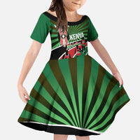 Athletics Kenya Family Matching Long Sleeve Bodycon Dress and Hawaiian Shirt Maasai Shield Running Way - Wonder Print Shop