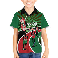 Athletics Kenya Family Matching Off The Shoulder Long Sleeve Dress and Hawaiian Shirt Maasai Shield Running Way - Wonder Print Shop