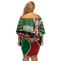 Athletics Kenya Family Matching Off Shoulder Short Dress and Hawaiian Shirt Maasai Shield Running Way - Wonder Print Shop