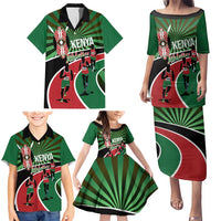 Athletics Kenya Family Matching Puletasi and Hawaiian Shirt Maasai Shield Running Way - Wonder Print Shop