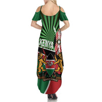 Athletics Kenya Family Matching Summer Maxi Dress and Hawaiian Shirt Maasai Shield Running Way - Wonder Print Shop