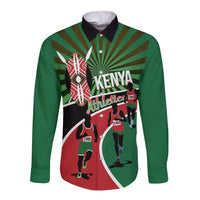 Athletics Kenya Long Sleeve Button Shirt Maasai Shield Running Way - Wonder Print Shop