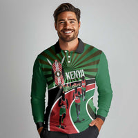 Athletics Kenya Long Sleeve Polo Shirt Maasai Shield Running Way - Wonder Print Shop