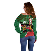 Athletics Kenya Off Shoulder Sweater Maasai Shield Running Way - Wonder Print Shop