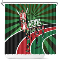 Athletics Kenya Shower Curtain Maasai Shield Running Way - Wonder Print Shop