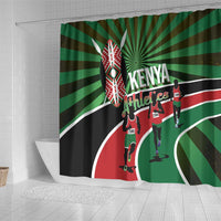 Athletics Kenya Shower Curtain Maasai Shield Running Way - Wonder Print Shop