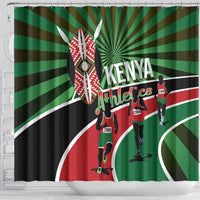 Athletics Kenya Shower Curtain Maasai Shield Running Way - Wonder Print Shop