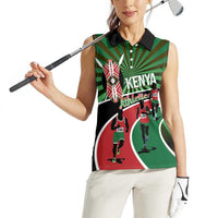 Athletics Kenya Women Sleeveless Polo Shirt Maasai Shield Running Way - Wonder Print Shop