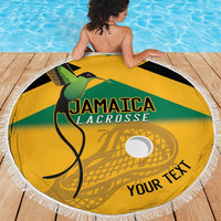 Custom Jamaica Lacrosse Beach Blanket Streamertail Hummingbird With Flag - Wonder Print Shop