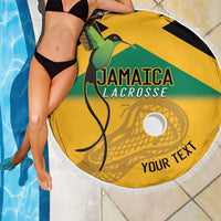 Custom Jamaica Lacrosse Beach Blanket Streamertail Hummingbird With Flag - Wonder Print Shop