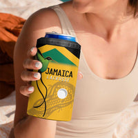 Custom Jamaica Lacrosse 4 in 1 Can Cooler Tumbler Streamertail Hummingbird With Flag - Wonder Print Shop