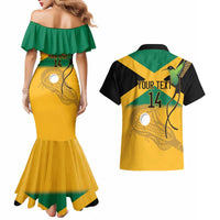Custom Jamaica Lacrosse Couples Matching Mermaid Dress and Hawaiian Shirt Streamertail Hummingbird With Flag - Wonder Print Shop