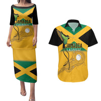 Custom Jamaica Lacrosse Couples Matching Puletasi and Hawaiian Shirt Streamertail Hummingbird With Flag - Wonder Print Shop