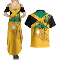 Custom Jamaica Lacrosse Couples Matching Summer Maxi Dress and Hawaiian Shirt Streamertail Hummingbird With Flag - Wonder Print Shop