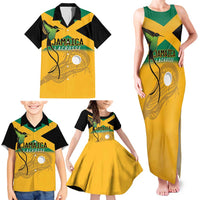 Custom Jamaica Lacrosse Family Matching Tank Maxi Dress and Hawaiian Shirt Streamertail Hummingbird With Flag - Wonder Print Shop