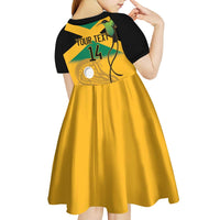 Custom Jamaica Lacrosse Kid Short Sleeve Dress Streamertail Hummingbird With Flag - Wonder Print Shop