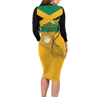 Custom Jamaica Lacrosse Long Sleeve Bodycon Dress Streamertail Hummingbird With Flag - Wonder Print Shop