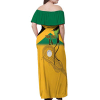 Custom Jamaica Lacrosse Off Shoulder Maxi Dress Streamertail Hummingbird With Flag - Wonder Print Shop