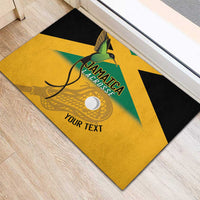 Custom Jamaica Lacrosse Rubber Doormat Streamertail Hummingbird With Flag - Wonder Print Shop