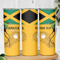 Custom Jamaica Lacrosse Skinny Tumbler Streamertail Hummingbird With Flag - Wonder Print Shop