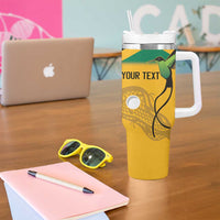 Custom Jamaica Lacrosse Tumbler With Handle Streamertail Hummingbird With Flag - Wonder Print Shop