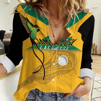 Custom Jamaica Lacrosse Women Casual Shirt Streamertail Hummingbird With Flag - Wonder Print Shop