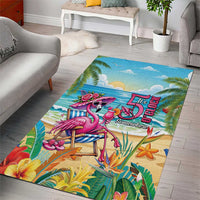 Flamingo Aloha Hawaii Area Rug It's 5 O’Clock Somewhere Tropical Vibes - Wonder Print Shop