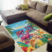 Flamingo Aloha Hawaii Area Rug It's 5 O’Clock Somewhere Tropical Vibes - Wonder Print Shop