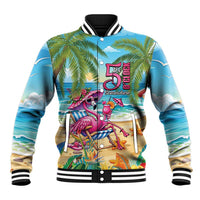 Flamingo Aloha Hawaii Baseball Jacket It's 5 O’Clock Somewhere Tropical Vibes - Wonder Print Shop