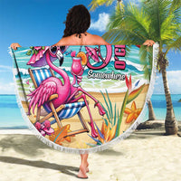 Flamingo Aloha Hawaii Beach Blanket It's 5 O’Clock Somewhere Tropical Vibes - Wonder Print Shop