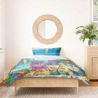 Flamingo Aloha Hawaii Bedding Set It's 5 O’Clock Somewhere Tropical Vibes - Wonder Print Shop