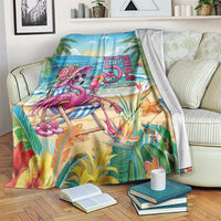 Flamingo Aloha Hawaii Blanket It's 5 O’Clock Somewhere Tropical Vibes - Wonder Print Shop