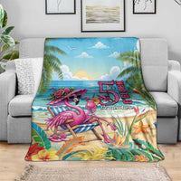 Flamingo Aloha Hawaii Blanket It's 5 O’Clock Somewhere Tropical Vibes - Wonder Print Shop