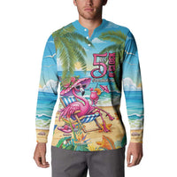 Flamingo Aloha Hawaii Button Sweatshirt It's 5 O’Clock Somewhere Tropical Vibes - Wonder Print Shop