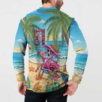 Flamingo Aloha Hawaii Button Sweatshirt It's 5 O’Clock Somewhere Tropical Vibes - Wonder Print Shop