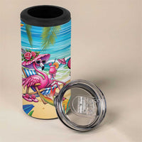 Flamingo Aloha Hawaii 4 in 1 Can Cooler Tumbler It's 5 O’Clock Somewhere Tropical Vibes - Wonder Print Shop