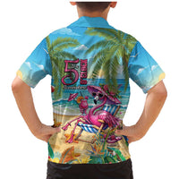 Flamingo Aloha Hawaii Family Matching Mermaid Dress and Hawaiian Shirt It's 5 O’Clock Somewhere Tropical Vibes - Wonder Print Shop