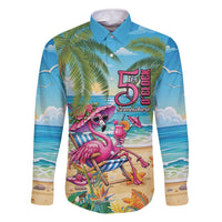 Flamingo Aloha Hawaii Family Matching Off The Shoulder Long Sleeve Dress and Hawaiian Shirt It's 5 O’Clock Somewhere Tropical Vibes - Wonder Print Shop
