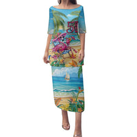 Flamingo Aloha Hawaii Family Matching Puletasi and Hawaiian Shirt It's 5 O’Clock Somewhere Tropical Vibes - Wonder Print Shop