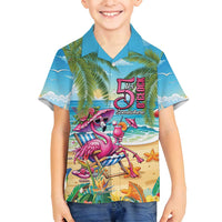Flamingo Aloha Hawaii Family Matching Puletasi and Hawaiian Shirt It's 5 O’Clock Somewhere Tropical Vibes - Wonder Print Shop
